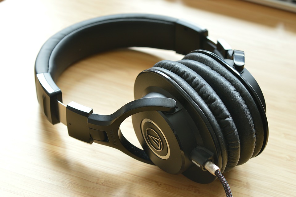 black headphones